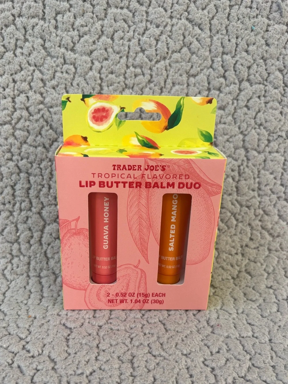 Trader Joes Lip Butter Balm Duo Salted Mango Guava Citrus SPF 30 Sunscreen New